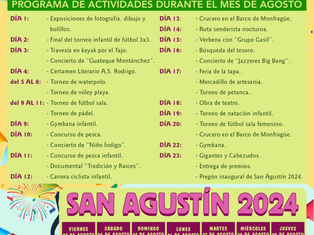 PROGRAMA DE ACTIVIDADES DE AGOSTO 2024